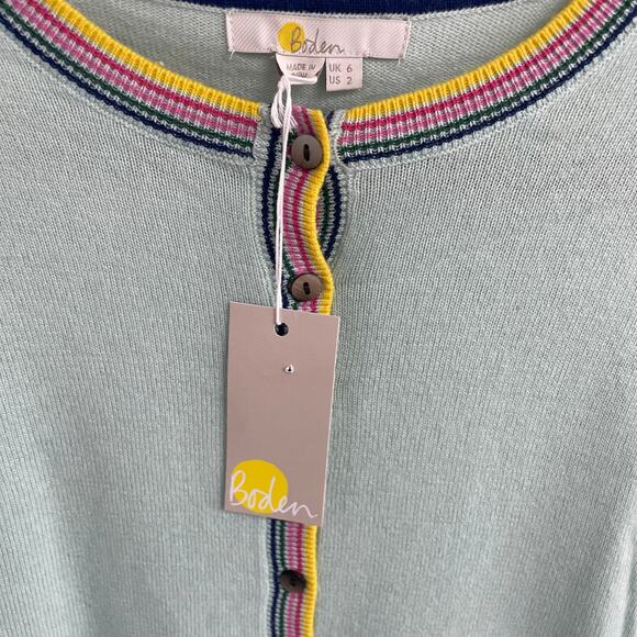 NWT Boden Marlborough Henley Sweater Mint Rainbow Stripe Wool Cashmere Womens 2 - Picture 4 of 7